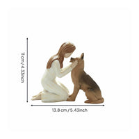 Girl Hugging Dog Statue Delicate Details Girl Hugging Dog Sculpture Stable Base