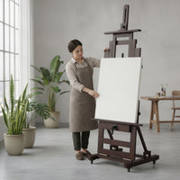 Crank Easel Sturdy Wooden Easel with Wheels Mobile for Artists