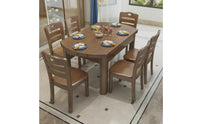 Space Saving Solid Wood Dining Set Convertible Round Dining Table for Living Room