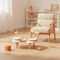 Music Table with Mallets Natural Wood Musical Instrument Set Wooden Activity Table Safe Toy Drum Set Screen-Free for Toddlers