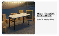Folding Desk Foldable Design Folding Computer Desk Reinforced Steel Frame Rectangular Dining Table for Students, Crafters, Outdoor, Dorm Room, Bedroom