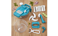 Multifunction Manual Vegetable Cutter with Bowl Interchangeable Multi Blade Mandoline Cutter Space-Saving Manual Vegetable Grater Countertop-Friendly for Home Cooks