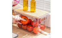2 Pieces Clear Storage Box Space-Saving Wooden Lid Storage Box Easy to Clean