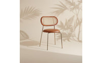 Easy to Match Rattan Dining Chair Rustic Rattan Back Chair Vintage Dining Seat for Guesthouse, Restaurant, Cafe