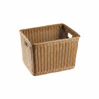 Square Woven Basket Reinforced Edges Deep Storage Basket Open & Household Organizer