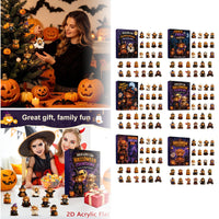 Halloween Ghost Dog Highland Cow Countdown Blind Box Pumpkin Cat Witch Pattern Acrylic Pendant Set