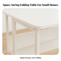 Foldable Desk with Shelves Space-Saving Design for Bedroom