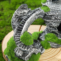 鱼缸造景欧式复古城堡遗迹摆件水族装饰青苔植绒廊桥古堡树脂摆饰