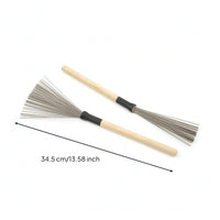 Drum Brushes Articulate Drum Brushes with Wood Handle Wire Brush with Wooden Grip Natural Feel Percussion Lightweight