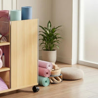 Sports Storage Cabinet Uncovered Shelves Mobile Storage Cabinet Rolling Organizer Compact Easy Reach for Gym