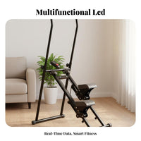 Anti-Slip Pedals Foldable Climbing Machine LED Monitor Foldable Cardio Climber Heavy-Duty Construction Home Fitness Stepper Stable Triangular Structure for Beginners, Adults, Seniors, Indoor, Small Apartments, Strength Training, Living Room
