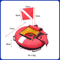 Diving Buoy, Free Diving Signal Float, Rescue, Marine Surface Inflatable Positioning Buoy with Signal Flag