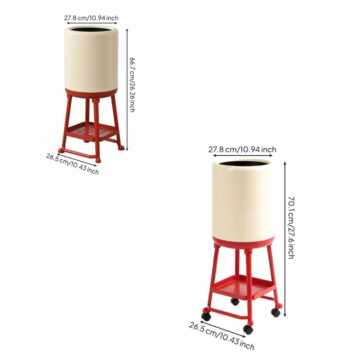 Vertical Standing Trash Bin with Shelf Compact Trash Can with Stand Space-Saving Garbage Can with Inner Inner Bin Modern for Dining Room