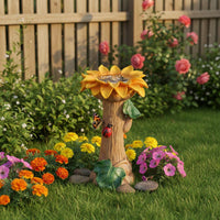 Sunflower Bird Bath Decorative Sunflower Birdbath Easy to Clean for Yard, Patio
