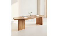 Natural Grain Dining Table with Pedestal Base Sturdy Oval Dining Table Modern Furniture Minimalist for Study