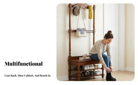 Coat Rack with Shoe Bench triple-function Design Hall Tree Space-Saving for Living Room