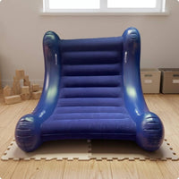 Ribbed Inflatable Rocking Sofa Chair Built-in Handles Kids Rocker Chair Blue for Children