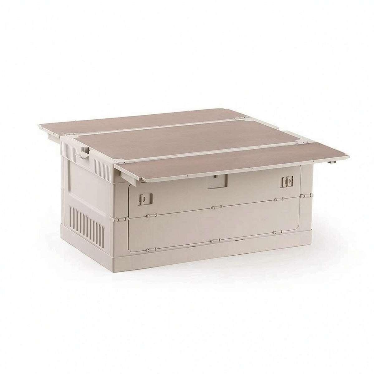Outdoor Storage Crate with Wood Lid Portable Foldable Bin Stackable Foldable Organizer for Journeyers
