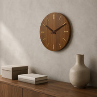 Round Wooden Wall Timepiece Minimalist Wood Wall Timepiece Slim Markers