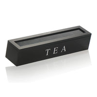 Wooden Tea Bag Storage Box with Flip Lid and Compartments for Coffee Capsules, Watches, and Jewelry