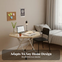 Space Saving Folding Table Lightweight Small Foldable Table Multi-Purpose Small Foldable Desk Rounded Corners for Apartment Dwellers, Telecommute Workers, Dorm Room, Market Stall, Study Area, Home Office