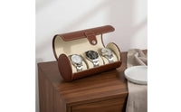 Cylinder Watch Travel Case Gift Suggestion Watch Travel Case Accessory Storage Snap Button Closure Removable Pillows