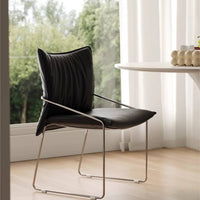 Space Saving Stainless Steel Dining Chair Sturdy Metal Legs Bauhaus Design Chair Easy to Clean for Cafe, Small Apartment