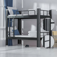 Metal Bunk Bed Two-Tier Bunk Bed with Ladder Space-Saving Furniture for Students, Roommates, Dormitories, Student Apartments, Hostels