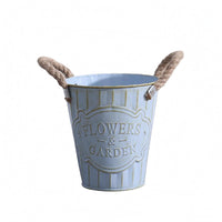 Metal Flower Pail Embossed Plaque Iron Plant Pot Rustic
