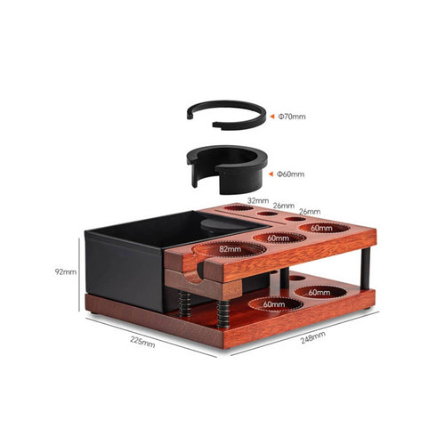 Wood Pressing Station Multi-Function Portafilter Dock Organizer Spring Loaded Espresso Tamper Holder for Home Baristas, Cafe