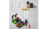 Transparent Automotive Funnel Kit Graduated Measuring Funnel with Lid Color-Coded Funnels Detachable for Workshops