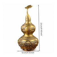 Brass Gourd Ornament Hollow Statue Traditional for Shelf