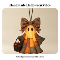 Rustic Specter Ornament with Basket | Warm Yellow Illuminated Body, Hanging specter Ornament, for Front Door