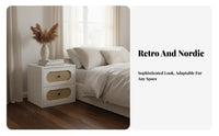 Rattan-Front Drawer Cabinet Vintage Aesthetic Rattan Front Cabinet for Families