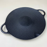 Frying Pan for Asian-style BARBECUE and Outdoor Cooking, Cast Iron Griddle Pan with Handles, Uncoated Grill for Camping Cookware