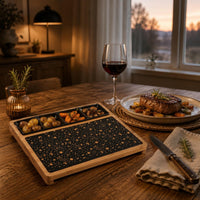 Steak Tray Chip-Resistant Wood and Ceramic Tray Dishwasher Safe