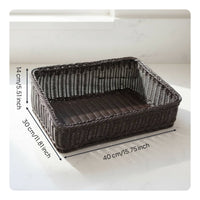 Slanted Opening Display Basket Versatile Angled Woven Basket Space-Saving Design Wicker Storage Bin for Bakery, Kitchen Countertop