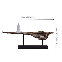 Zen Sculpture with Base Calm Monk Figurine Feng Shui for Entryway, Minimalists