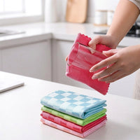 10-Pack Fish Scale Microfibre Cloth, Thick Cleaning Cloths for Glass and Mirrors, Mixed Color Dry and Wet Use Household Essentials