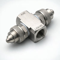 Stainless Steel Misting Nozzle, Industrial Fine Mist Spray Tip, Low Pressure Humidification Nozzle, Two Fluid, 1/4 Pressure Siphon Type