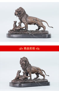 狮子摆件黄铜三狮装饰品办公室桌面书房工艺品