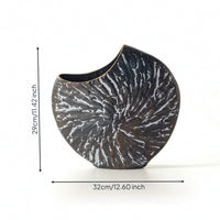 Metal Vase Distressed Sculptural Vase Rustic Vessel for Shelf