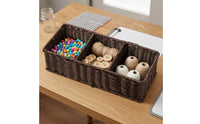 Three-Compartment Basket Divided Desktop Organizer Basket Multi-Function