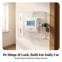 Clear Thermostat Cover with Lock | Side Ventilation Cutouts, Thermostat Lock Box with Keys, for Office