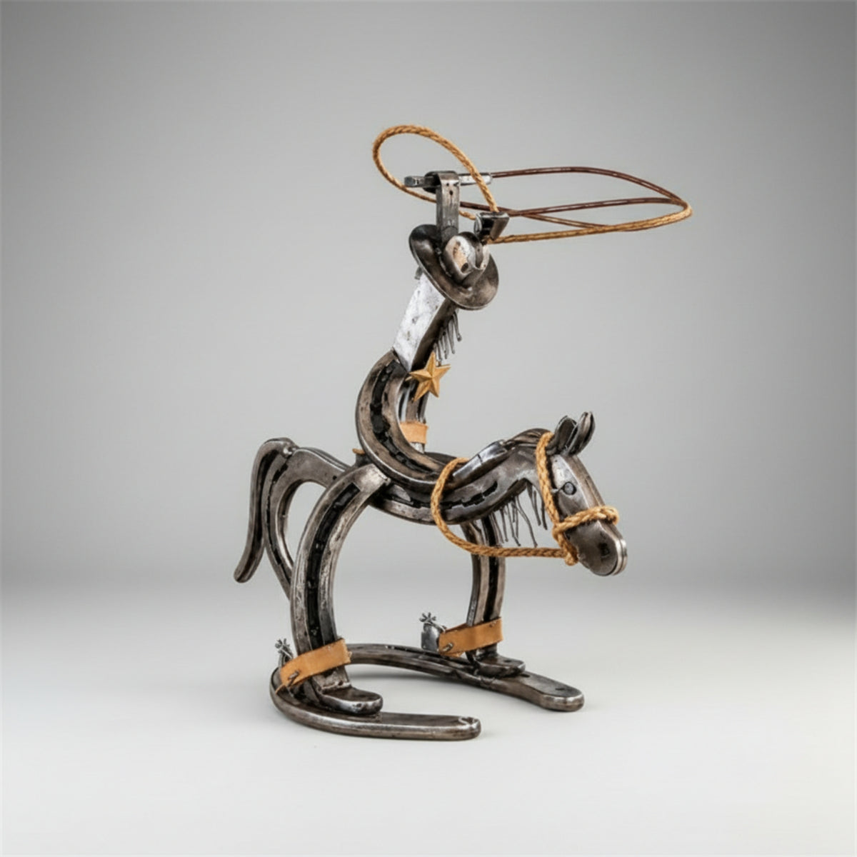 Metal Horse with Lasso Artistic Horse Ornament Sturdy for Collectors