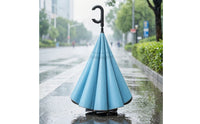 Wind Resistant Umbrella with C-Shaped Handle Windproof 16-Rib Umbrella Large Heavy Duty for Commuters