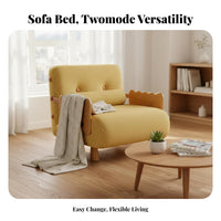 two-functionUse Single Pull-extendable Armchair Bed Space-Saving Pull-extendable Sleeper Armchair Natural Wood Aesthetic transformable Furniture Sturdy Frame for Apartment Dwellers, Students, Homeowners, Living Room, Small Spaces, Bedroom, Office