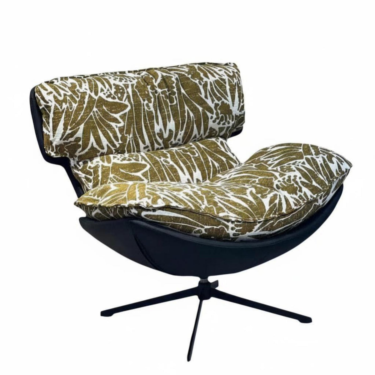 360-Degree Swivel Upholstered Chair Retro Design Indoor Seating Soft Cushion Household Furnishing Ergonomic Backrest for Adults, Apartment Dwellers, Homeowners, Living Room, Balcony, Reading Nook, Home Office