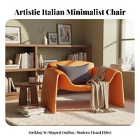 Italian Minimalist Aesthetic claw-formShaped Armchair signature design Accent Chair distinctive outline Seating Furniture Sculptural Form for Interior Designers, Apartment Dwellers, Living Room, Lounge Area, perusing alcove, Small Spaces