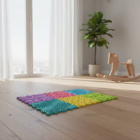 6 Pieces Sensory Foot Silicone Interlocking Sensory Tiles Modular Textured Floor Tiles for Classroom